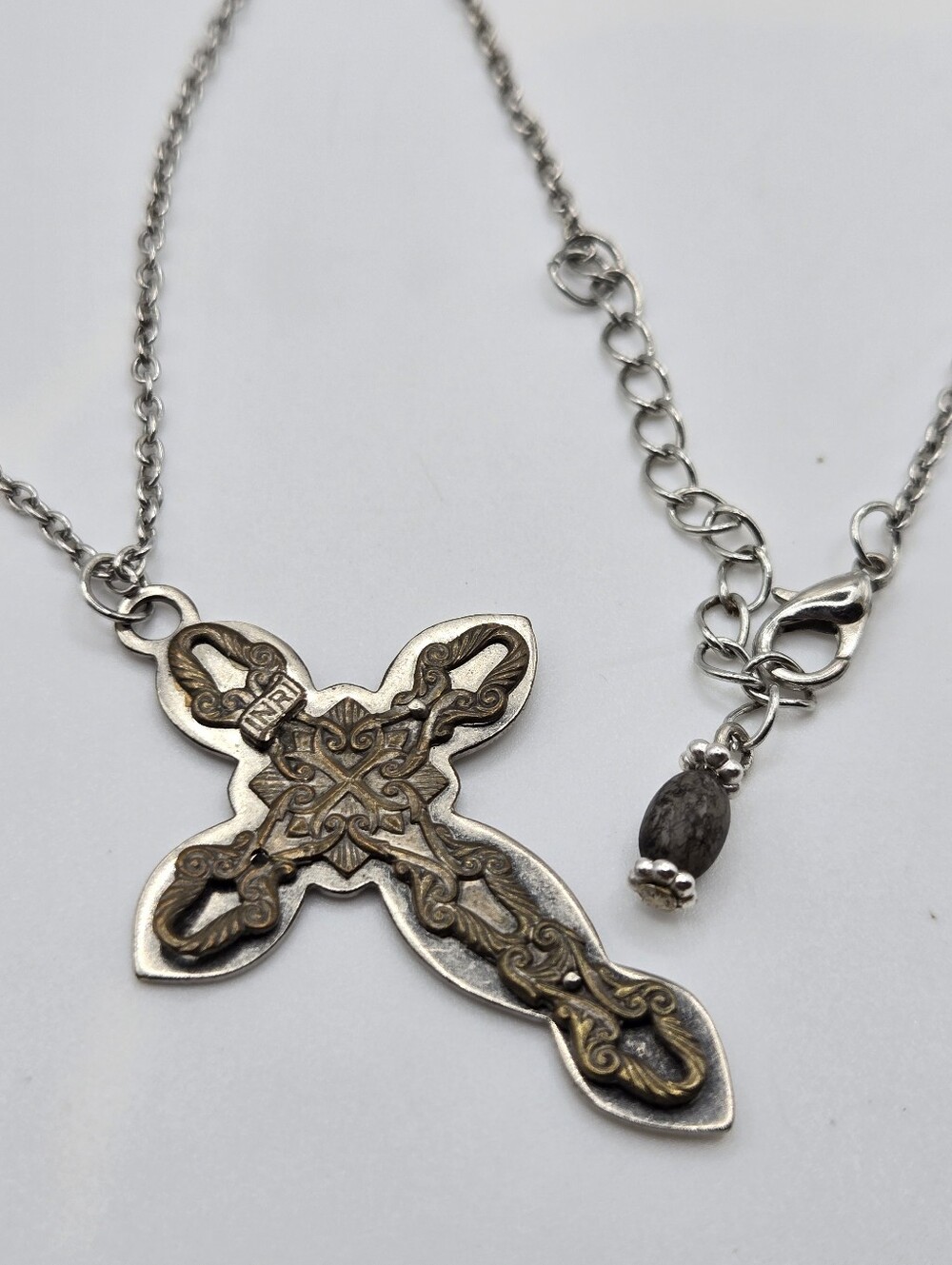 Vintage Silver Cross Necklace victorian revival Gothic Whimsigoth